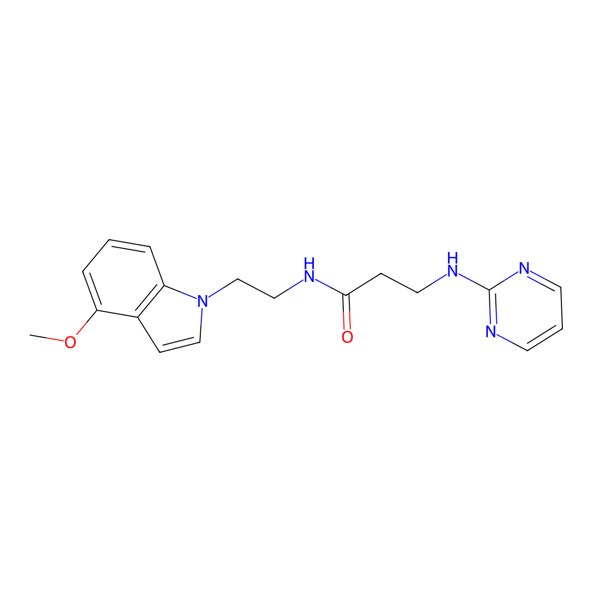 N-[2-(4-methoxy-1H-indol-1-yl)ethyl]-3-(2-pyrimidinylamino)propanamide molecular structure, CAS 1435980-67-8