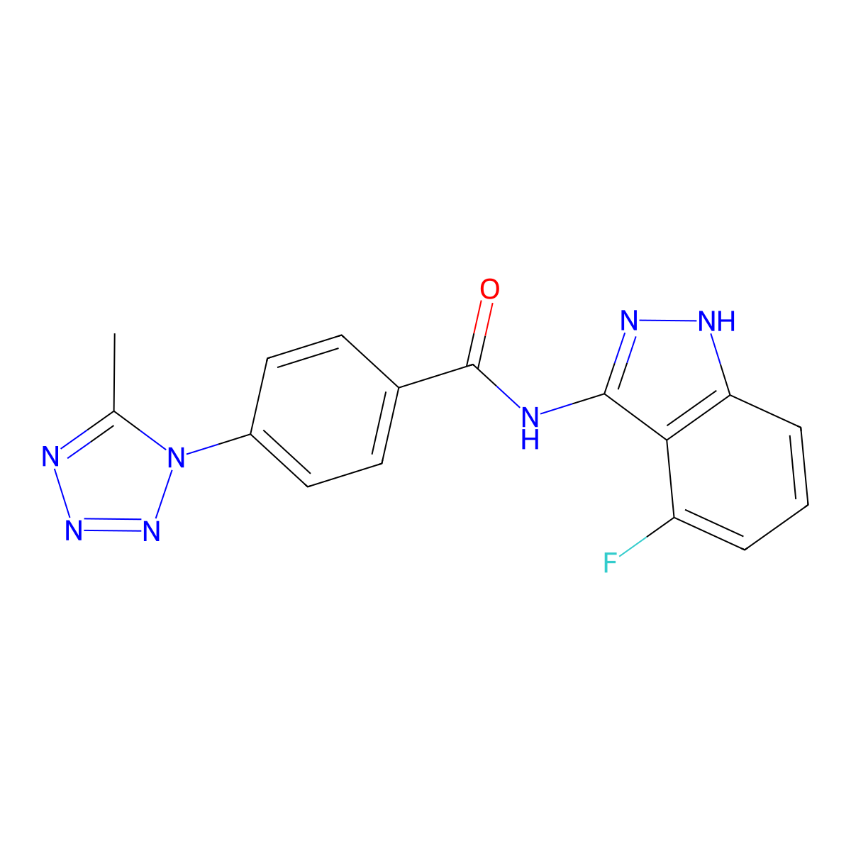 N-(4-fluoro-2H-indazol-3-yl)-4-(5-methyl-1H-tetrazol-1-yl)benzamide molecular structure, CAS 1435980-97-4