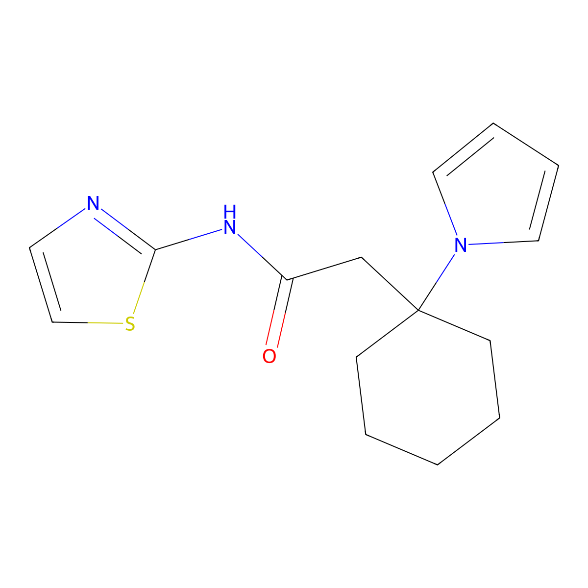 2-(1-(1H-pyrrol-1-yl)cyclohexyl)-N-(thiazol-2-yl)acetamide molecular structure, CAS 1435981-11-5