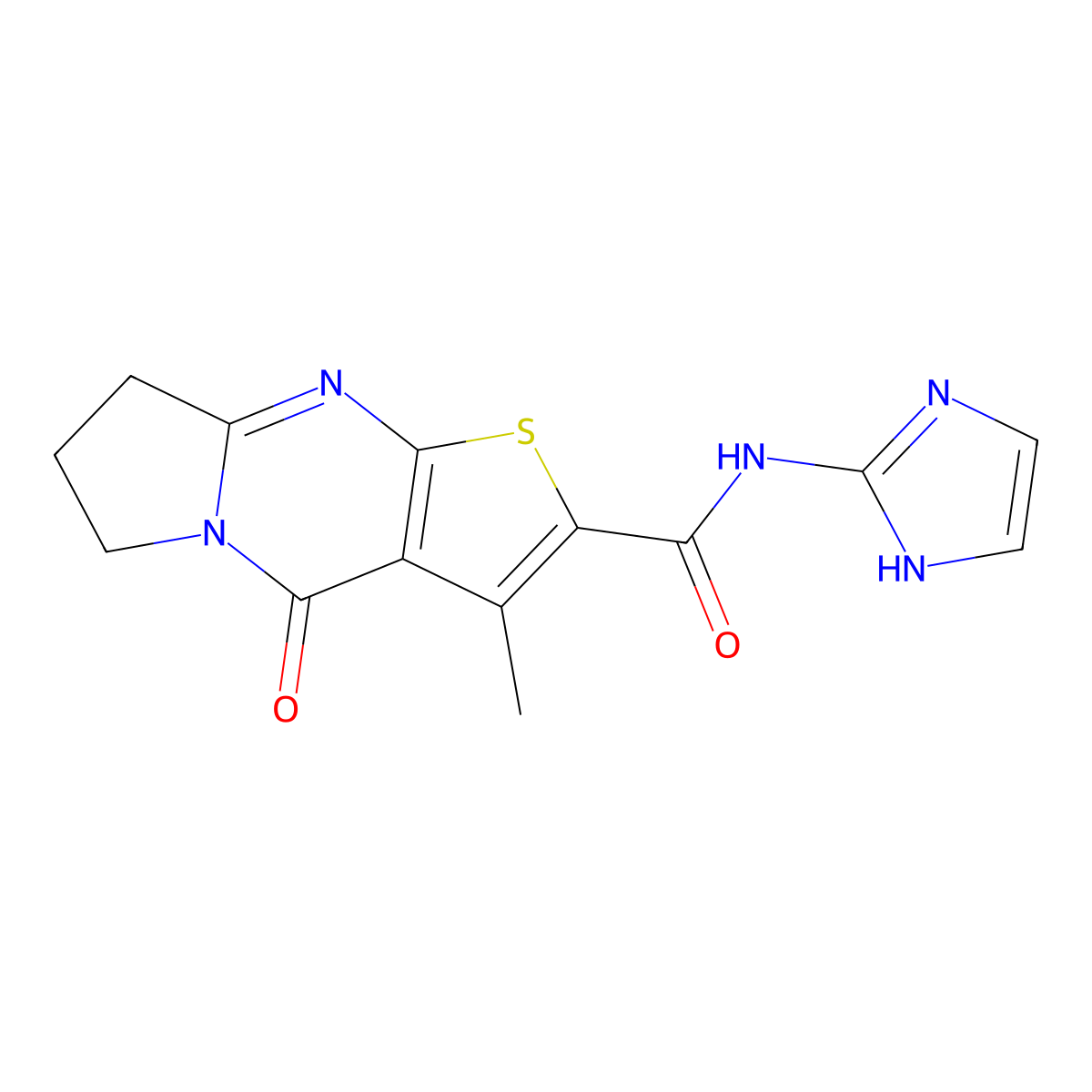 N-(1H-imidazol-2-yl)-3-methyl-4-oxo-4,6,7,8-tetrahydropyrrolo[1,2-a]thieno[2,3-d]pyrimidine-2-carboxamide molecular structure, CAS 1435981-13-7