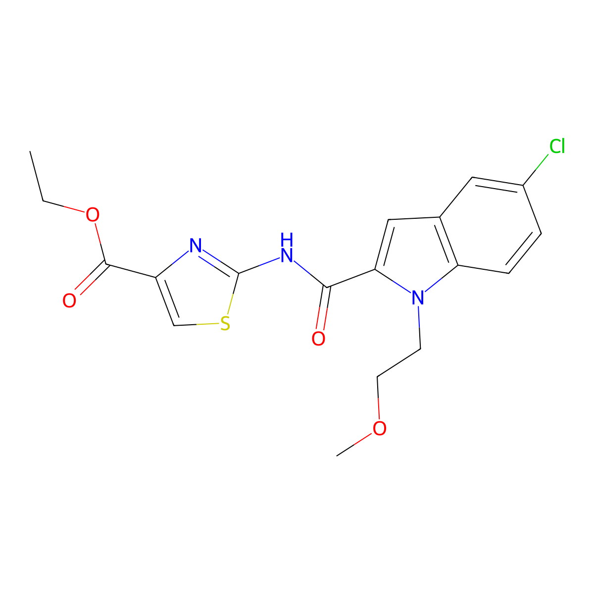 ethyl 2-({[5-chloro-1-(2-methoxyethyl)-1H-indol-2-yl]carbonyl}amino)-1,3-thiazole-4-carboxylate molecular structure, CAS 1435981-17-1