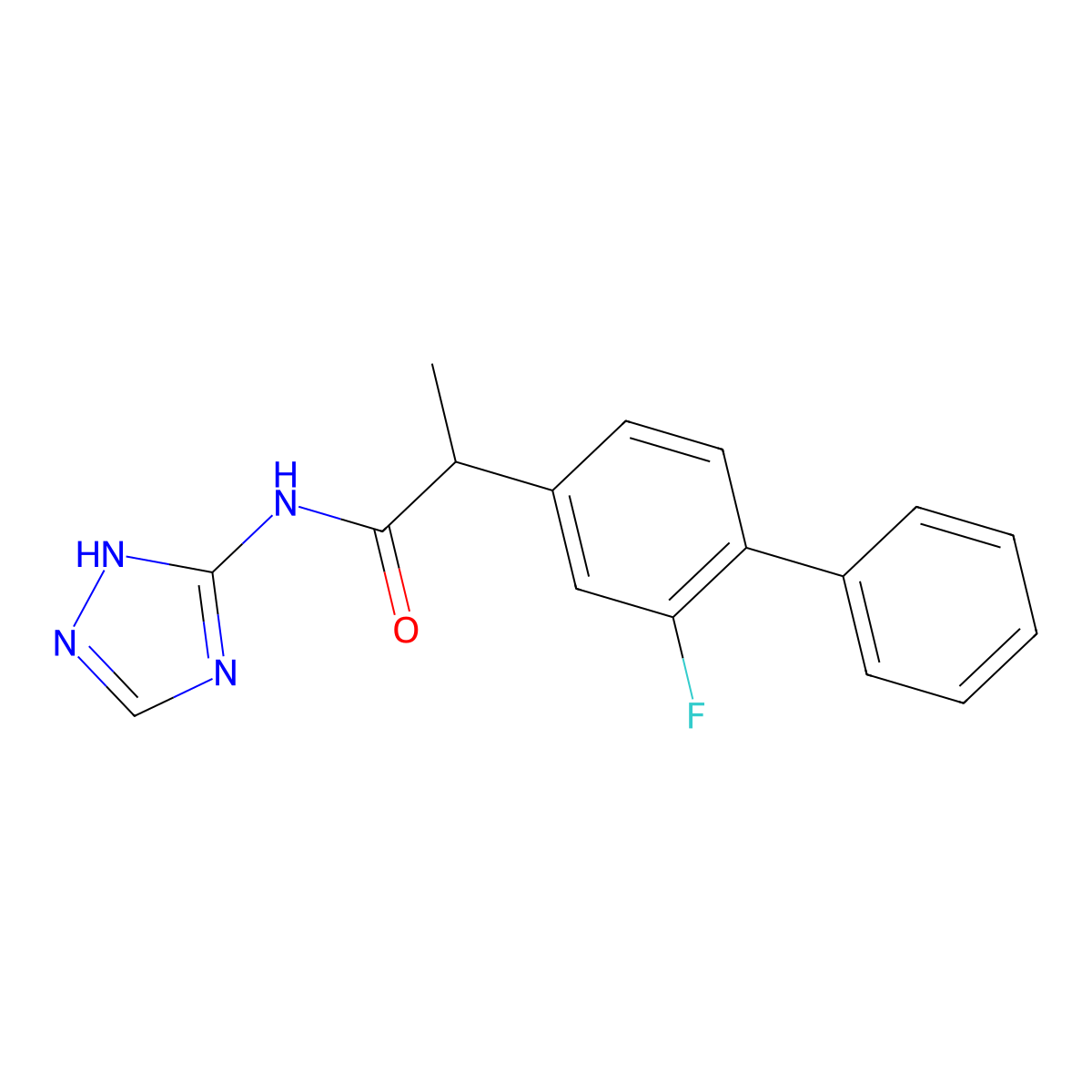 2-(2-fluorobiphenyl-4-yl)-N-(1H-1,2,4-triazol-3-yl)propanamide molecular structure, CAS 1435981-25-1
