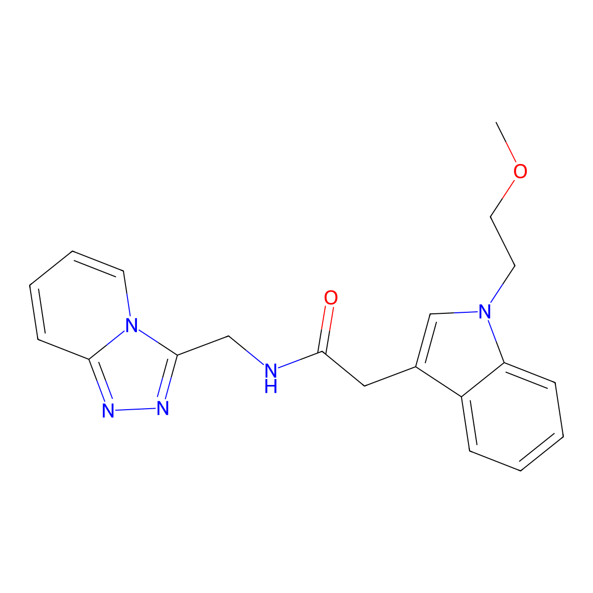 2-[1-(2-methoxyethyl)-1H-indol-3-yl]-N-([1,2,4]triazolo[4,3-a]pyridin-3-ylmethyl)acetamide molecular structure, CAS 1435981-27-3