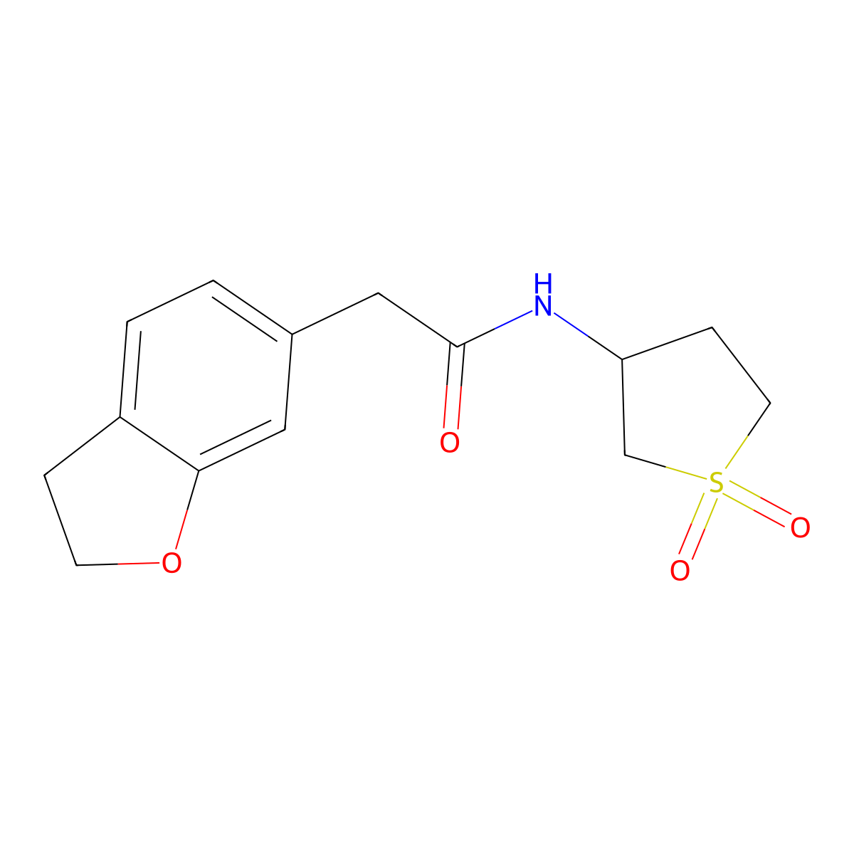 2-(2,3-dihydro-1-benzofuran-6-yl)-N-(1,1-dioxidotetrahydrothiophen-3-yl)acetamide molecular structure, CAS 1435981-37-5