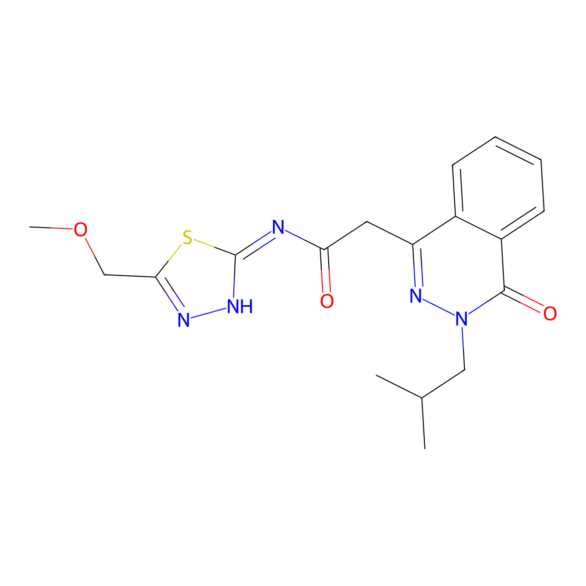 2-(3-isobutyl-4-oxo-3,4-dihydrophthalazin-1-yl)-N-(5-(methoxymethyl)-1,3,4-thiadiazol-2-yl)acetamide molecular structure, CAS 1435981-41-1
