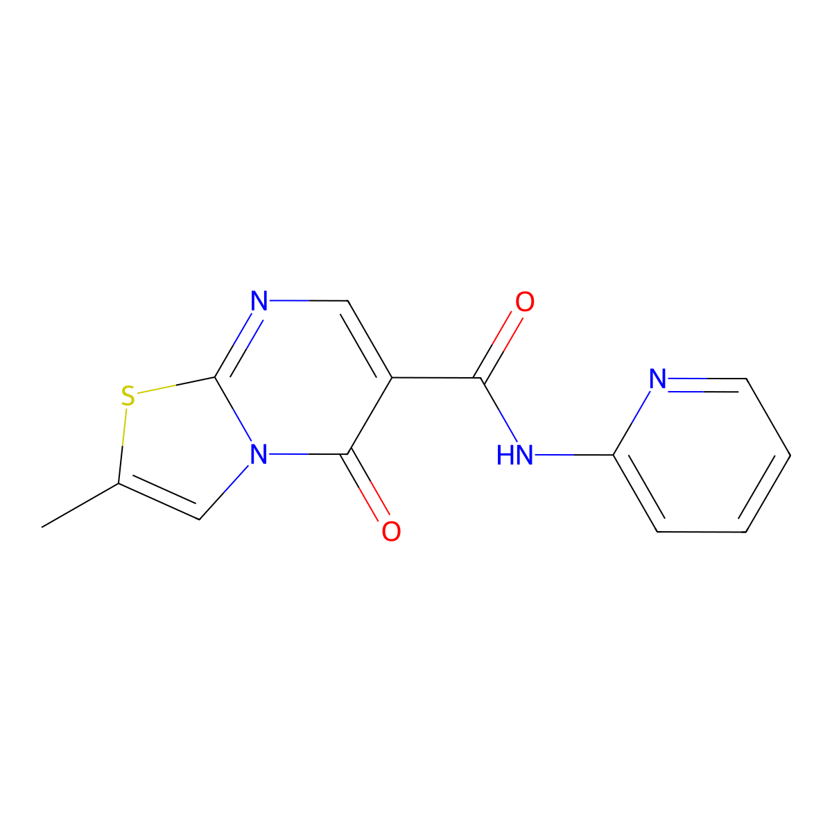 2-methyl-5-oxo-N-(2-pyridyl)-5H-[1,3]thiazolo[3,2-a]pyrimidine-6-carboxamide molecular structure, CAS 1435981-42-2