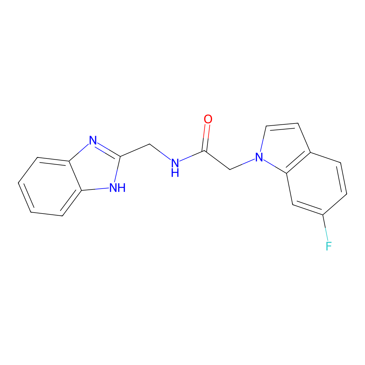 N-(1H-benzimidazol-2-ylmethyl)-2-(6-fluoro-1H-indol-1-yl)acetamide molecular structure, CAS 1435981-46-6