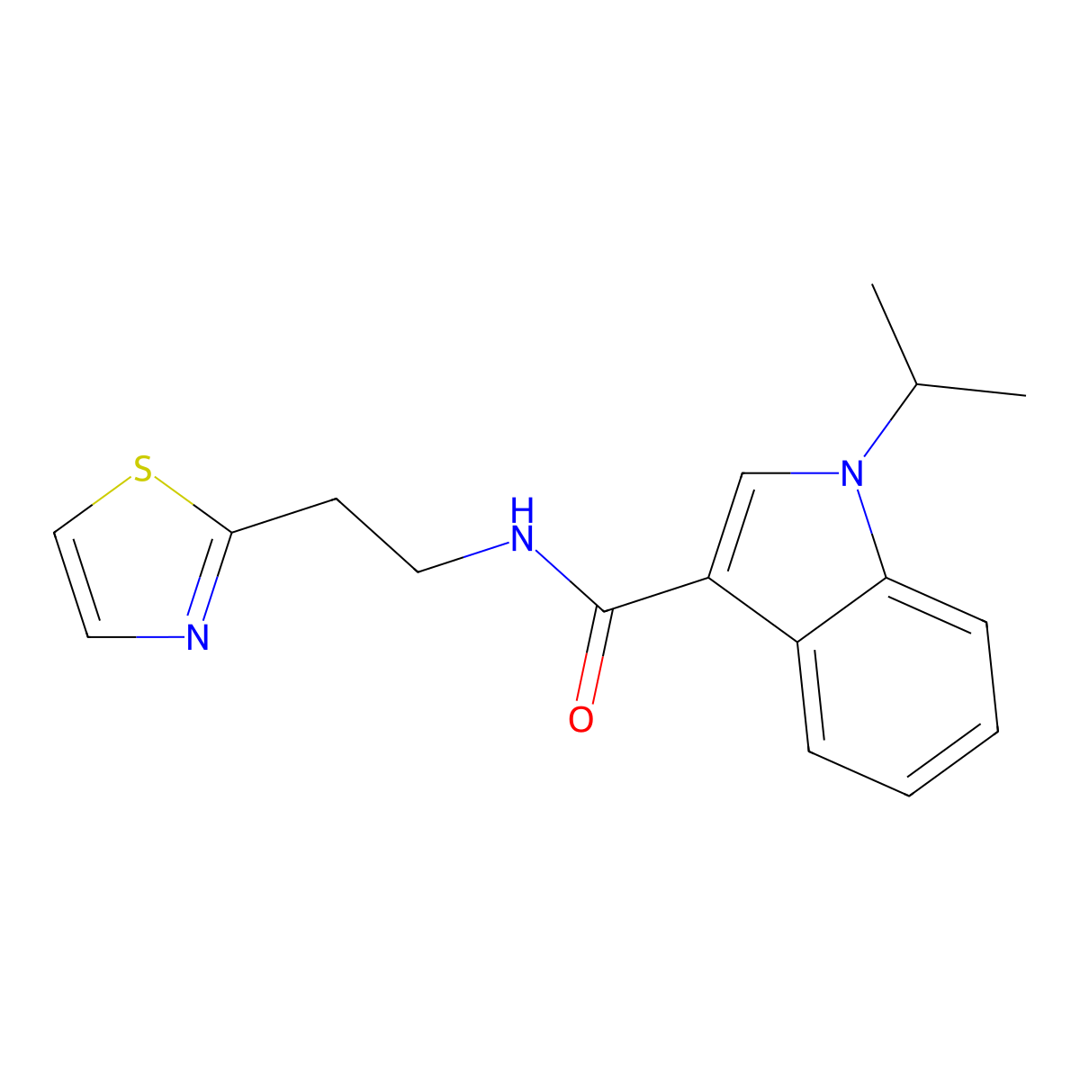 1-isopropyl-N-[2-(1,3-thiazol-2-yl)ethyl]-1H-indole-3-carboxamide molecular structure, CAS 1435981-64-8
