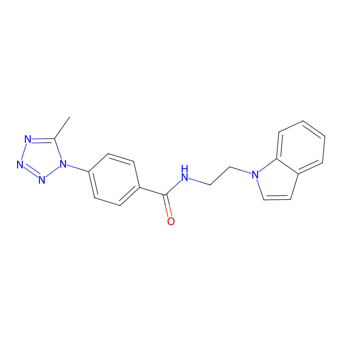 N-[2-(1H-indol-1-yl)ethyl]-4-(5-methyl-1H-1,2,3,4-tetraazol-1-yl)benzamide molecular structure, CAS 1435981-67-1