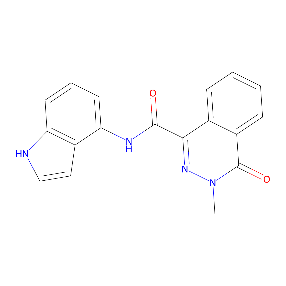 N-(1H-indol-4-yl)-3-methyl-4-oxo-3,4-dihydrophthalazine-1-carboxamide molecular structure, CAS 1435981-68-2
