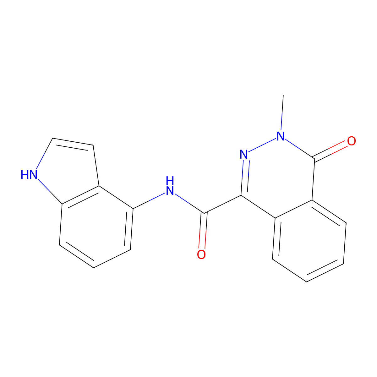 N-(1H-indol-4-yl)-3-methyl-4-oxo-3,4-dihydrophthalazine-1-carboxamide molecular structure, CAS 1435981-68-2