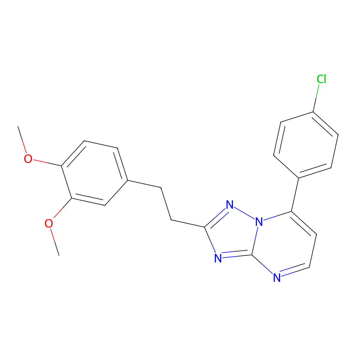 7-(4-Chlorophenyl)-2-[2-(3,4-dimethoxyphenyl)ethyl][1,2,4]triazolo[1,5-a]pyrimidine molecular structure, CAS 1435981-72-8