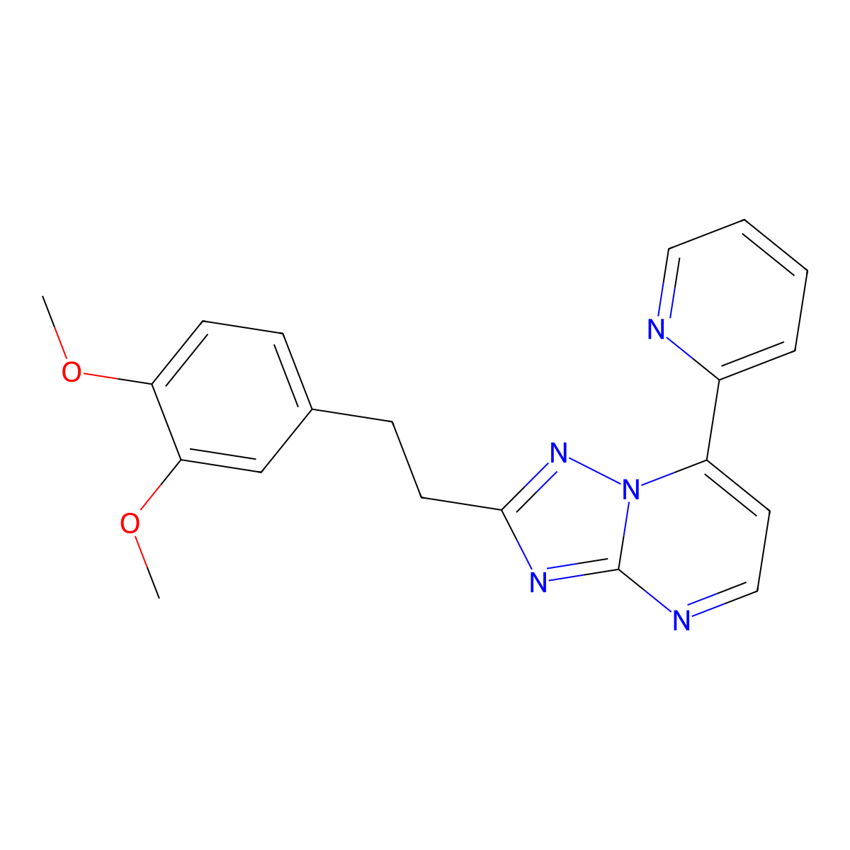 2-(3,4-Dimethoxyphenethyl)-7-(2-pyridyl)[1,2,4]triazolo[1,5-a]pyrimidine molecular structure, CAS 1435981-76-2