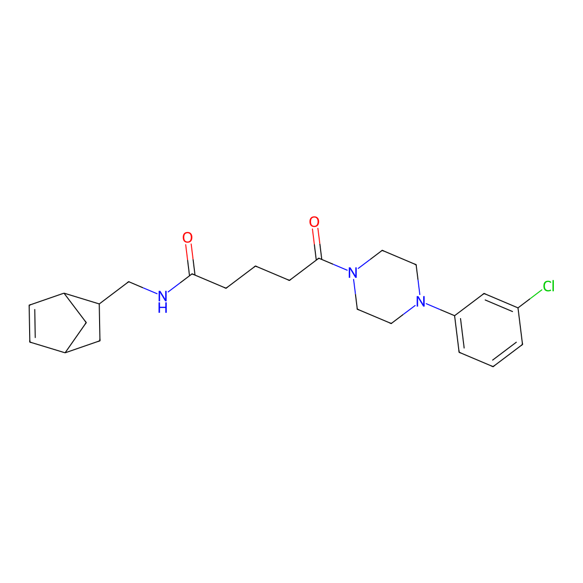 N-(bicyclo[2.2.1]hept-5-en-2-ylmethyl)-5-[4-(3-chlorophenyl)piperazino]-5-oxopentanamide molecular structure, CAS 1435981-82-0
