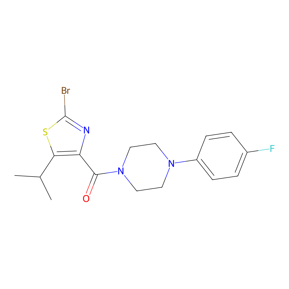(2-Bromo-5-isopropyl-1,3-thiazol-4-yl)[4-(4-fluorophenyl)piperazino]methanone molecular structure, CAS 1435981-94-4