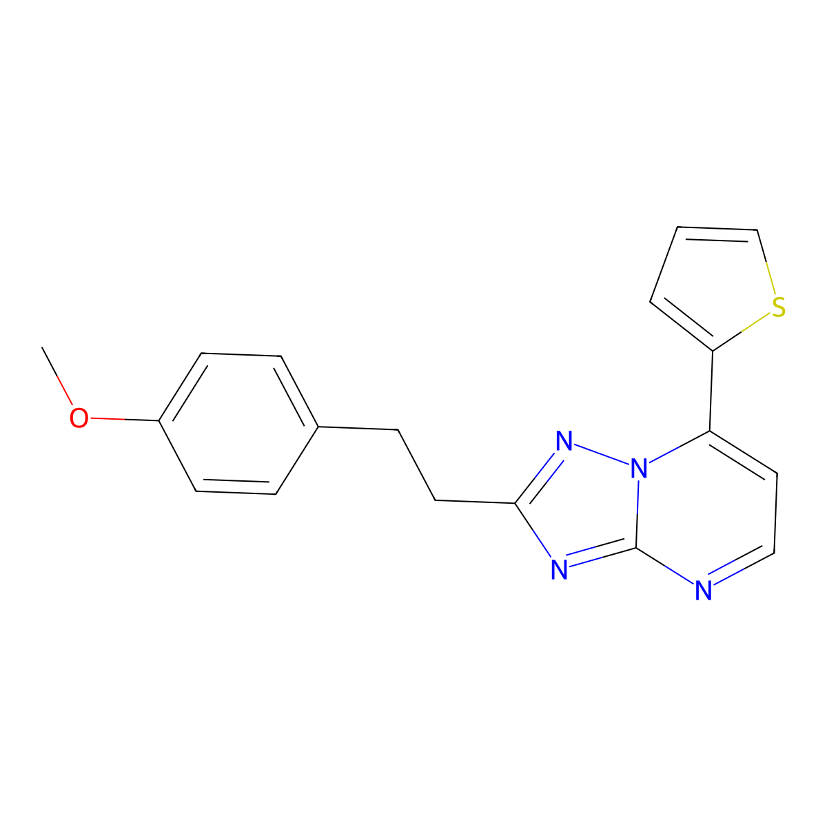 2-(4-Methoxyphenethyl)-7-(2-thienyl)[1,2,4]triazolo[1,5-a]pyrimidine molecular structure, CAS 1435981-95-5