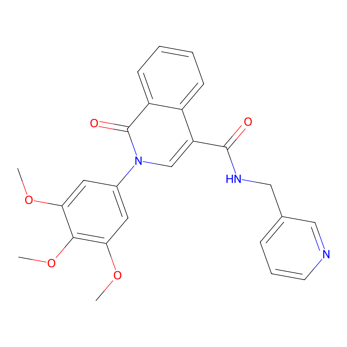 1-oxo-N-(pyridin-3-ylmethyl)-2-(3,4,5-trimethoxyphenyl)-1,2-dihydroisoquinoline-4-carboxamide molecular structure, CAS 1435982-17-4