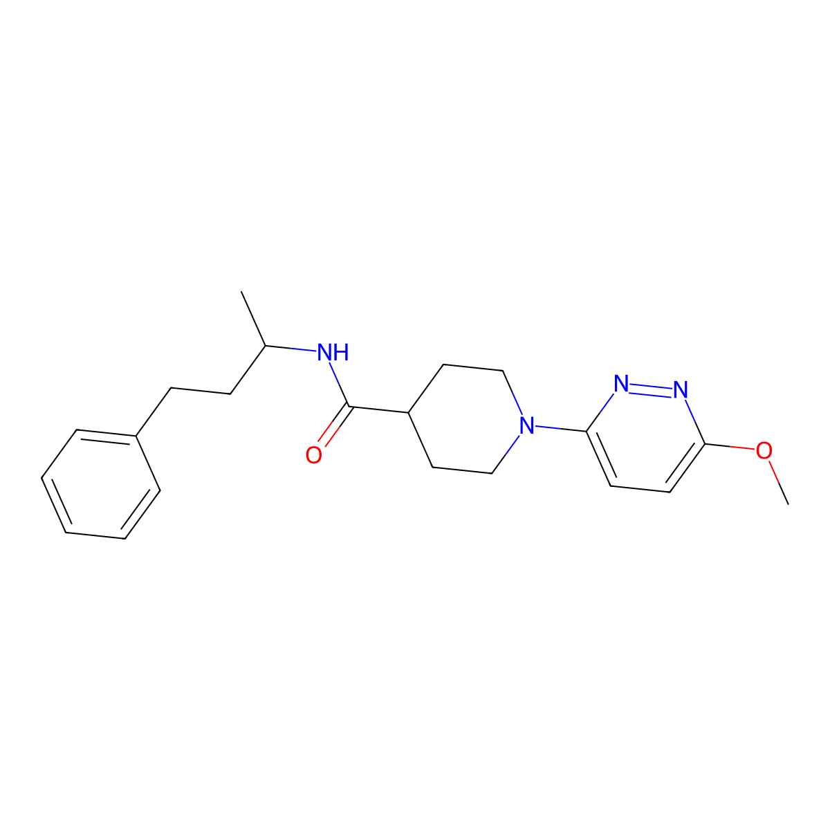 1-(6-methoxypyridazin-3-yl)-N-(4-phenylbutan-2-yl)piperidine-4-carboxamide molecular structure, CAS 1435982-32-3