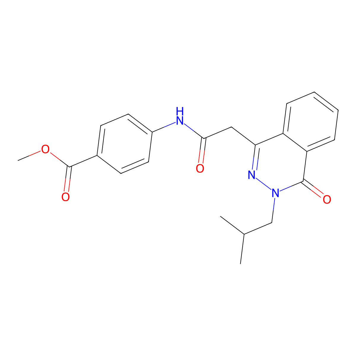 Methyl 4-({[3-(2-methylpropyl)-4-oxo-3,4-dihydrophthalazin-1-yl]acetyl}amino)benzoate molecular structure, CAS 1435982-36-7