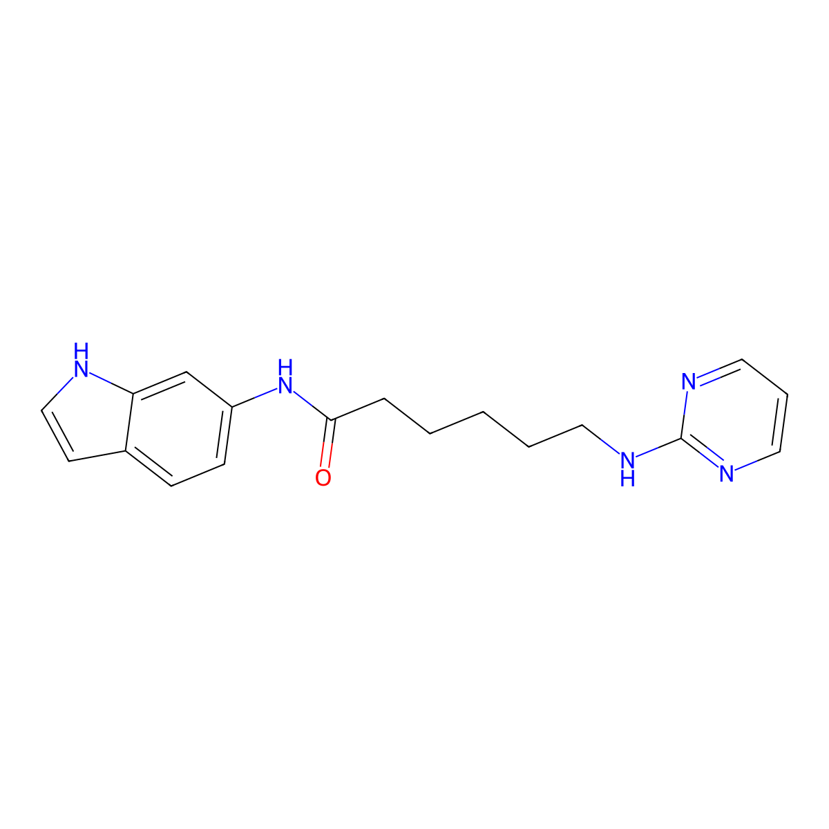 N-(1H-indol-6-yl)-6-(pyrimidin-2-ylamino)hexanamide molecular structure, CAS 1435982-37-8