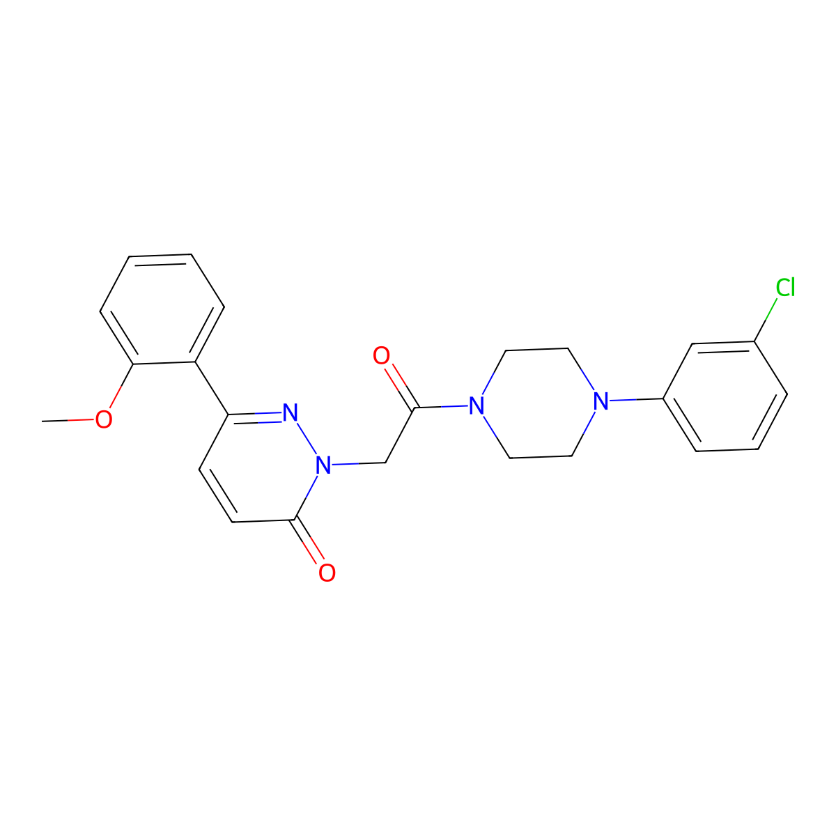 2-{2-[4-(3-chlorophenyl)piperazino]-2-oxoethyl}-6-(2-methoxyphenyl)-3(2H)-pyridazinone molecular structure, CAS 1435982-69-6