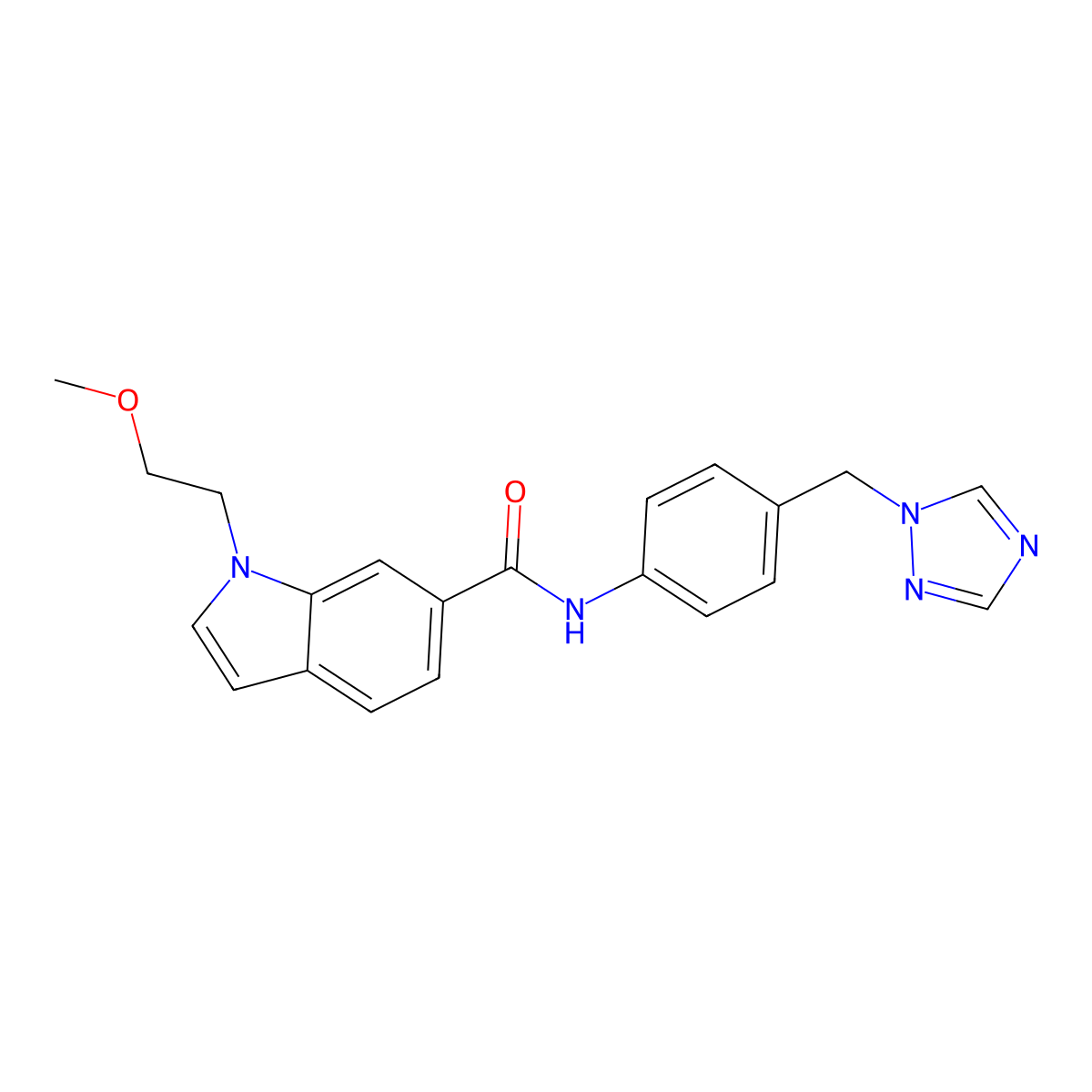 1-(2-methoxyethyl)-N-[4-(1H-1,2,4-triazol-1-ylmethyl)phenyl]-1H-indole-6-carboxamide molecular structure, CAS 1435982-75-4