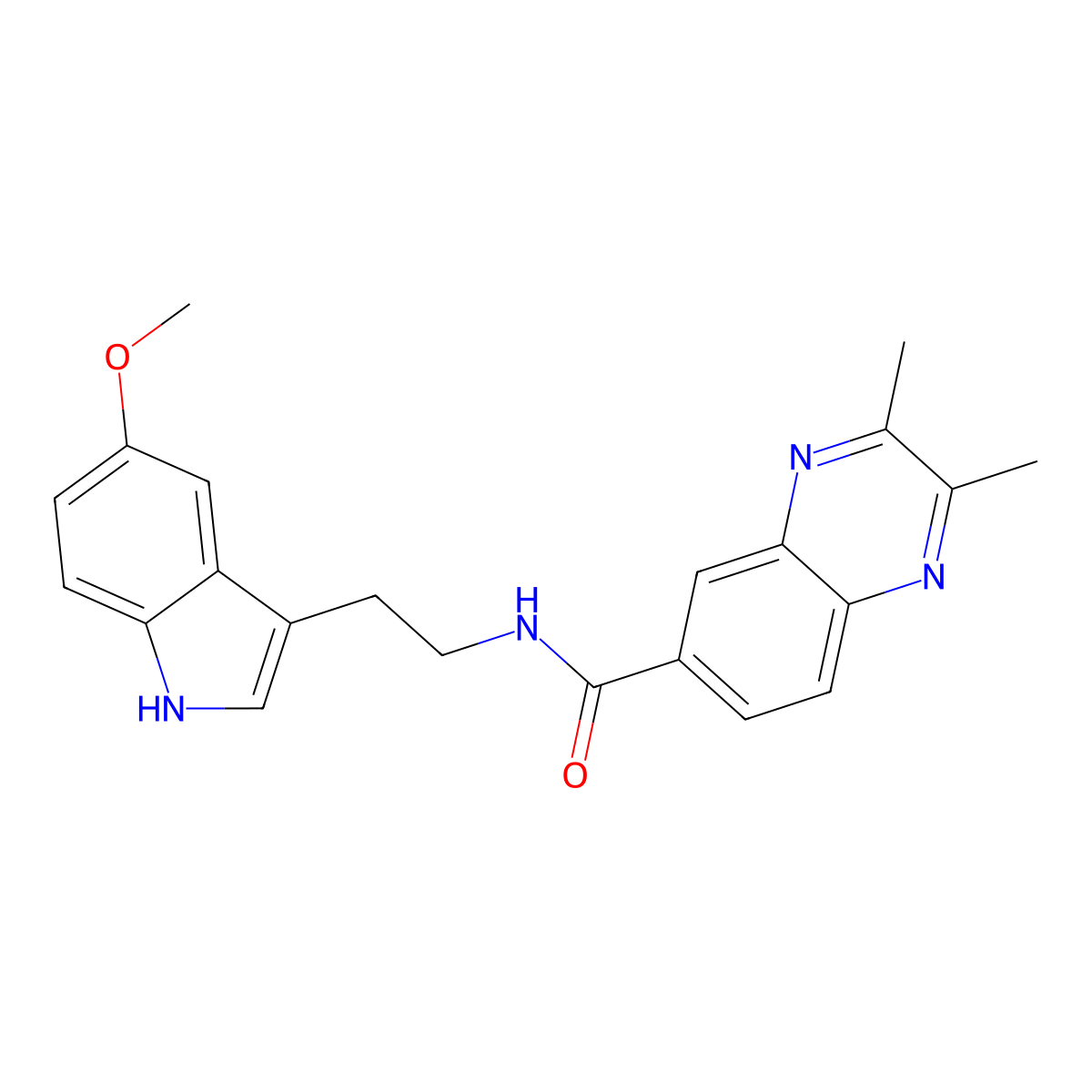 N-[2-(5-methoxy-1H-indol-3-yl)ethyl]-2,3-dimethyl-6-quinoxalinecarboxamide molecular structure, CAS 1435982-80-1