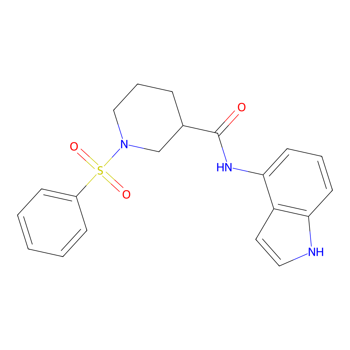 N-(1H-indol-4-yl)-1-(phenylsulfonyl)piperidine-3-carboxamide molecular structure, CAS 1435982-86-7