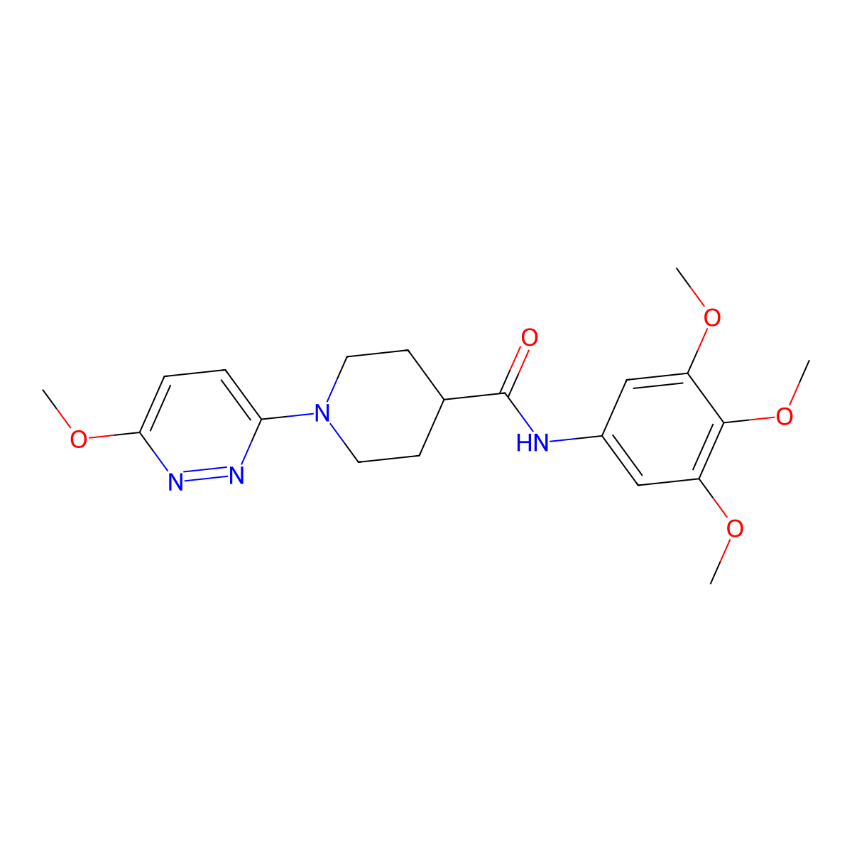 1-(6-methoxypyridazin-3-yl)-N-(3,4,5-trimethoxyphenyl)piperidine-4-carboxamide molecular structure, CAS 1435982-87-8