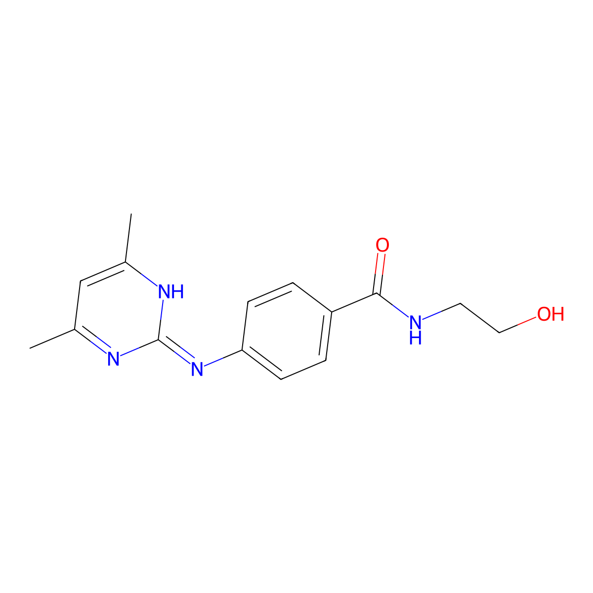 4-((4,6-dimethylpyrimidin-2-yl)amino)-N-(2-hydroxyethyl)benzamide molecular structure, CAS 1435982-94-7