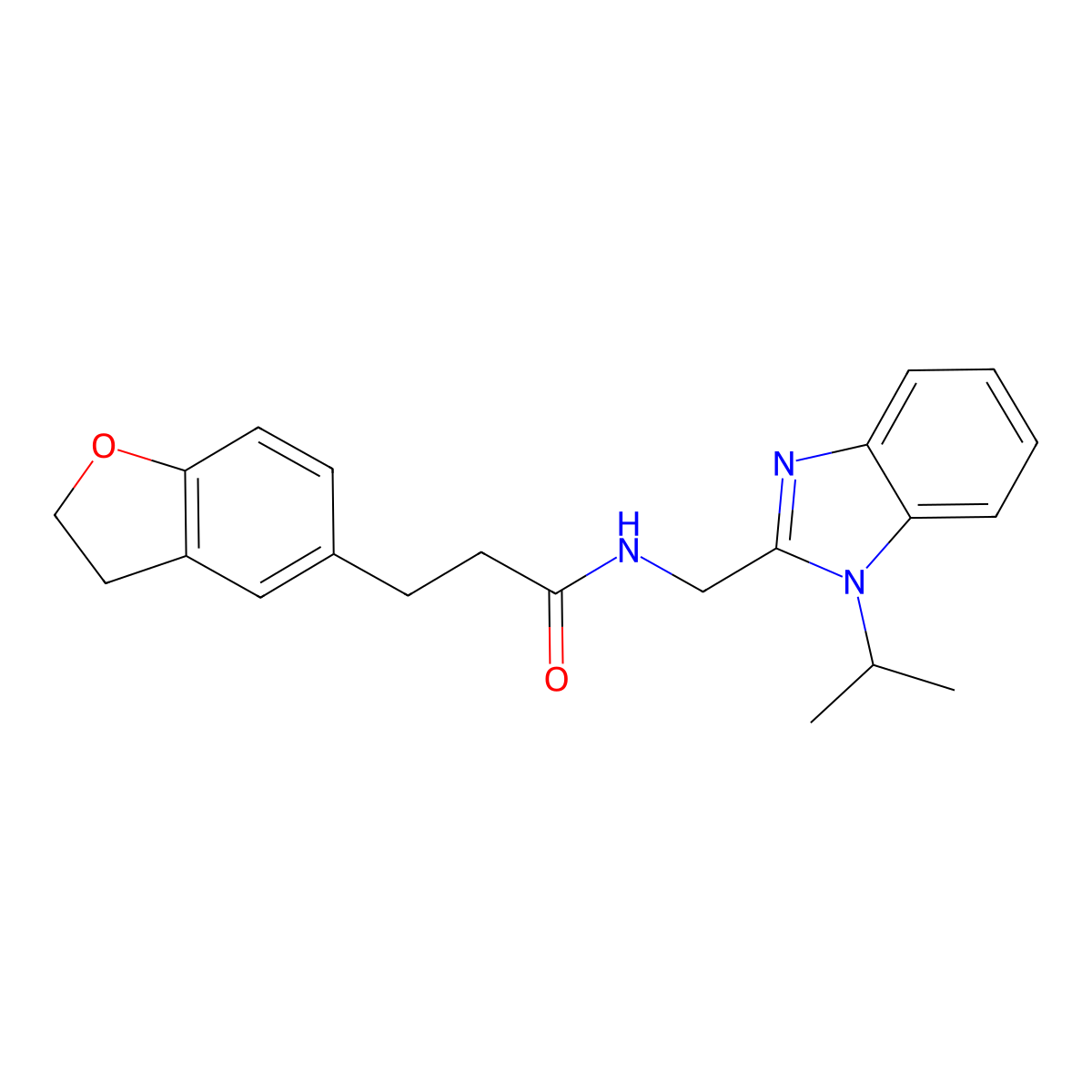 3-(2,3-dihydro-1-benzofuran-5-yl)-N-[(1-isopropyl-1H-1,3-benzimidazol-2-yl)methyl]propanamide molecular structure, CAS 1435983-11-1