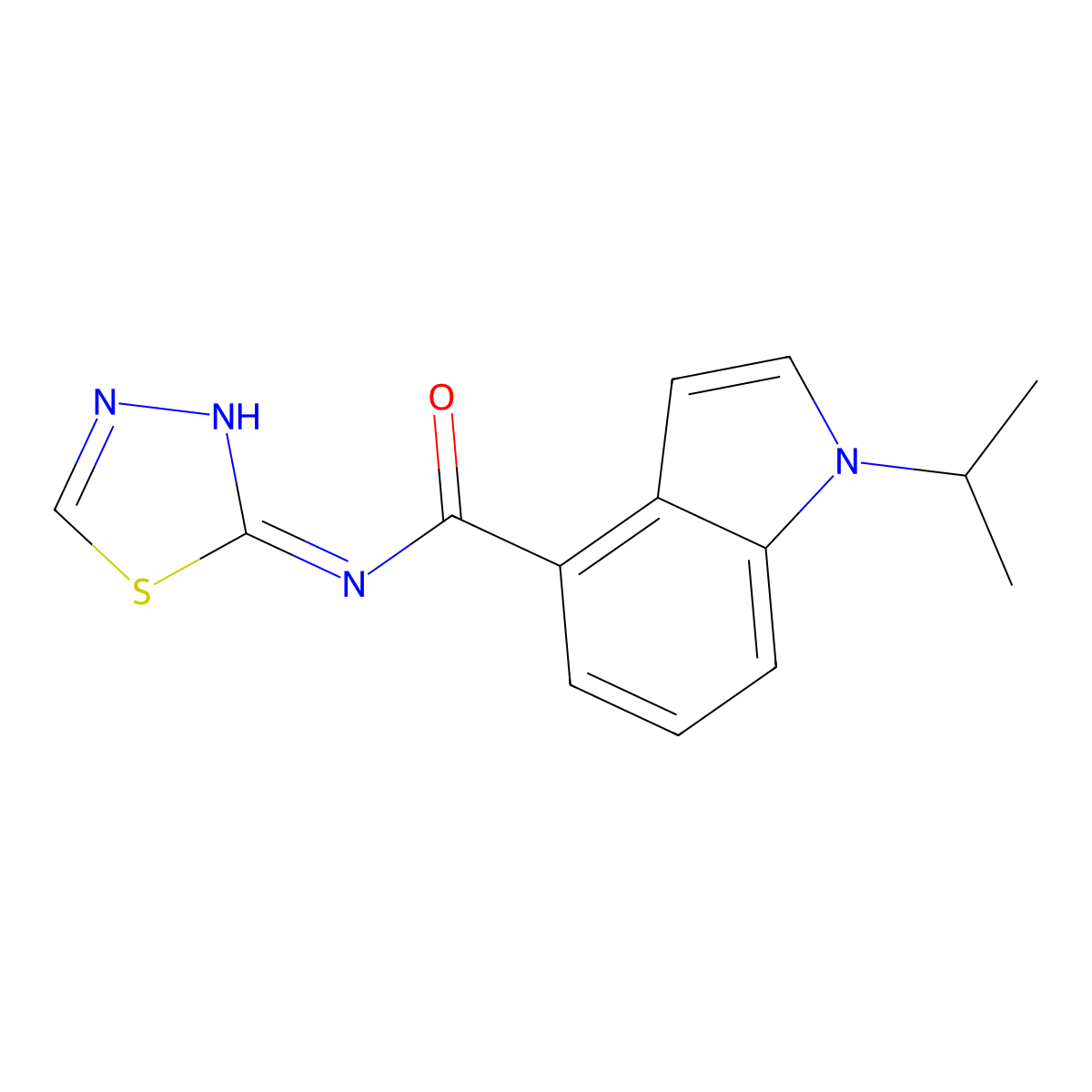 1-isopropyl-N-(1,3,4-thiadiazol-2-yl)-1H-indole-4-carboxamide molecular structure, CAS 1435983-15-5