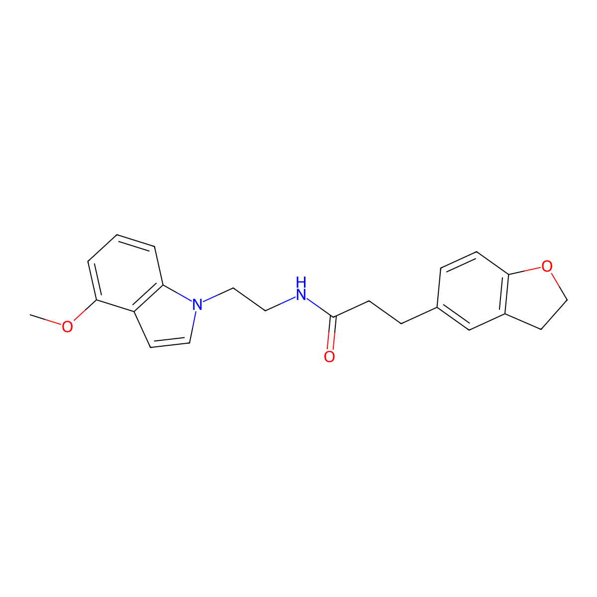 3-(2,3-dihydro-1-benzofuran-5-yl)-N-[2-(4-methoxy-1H-indol-1-yl)ethyl]propanamide molecular structure, CAS 1435983-22-4