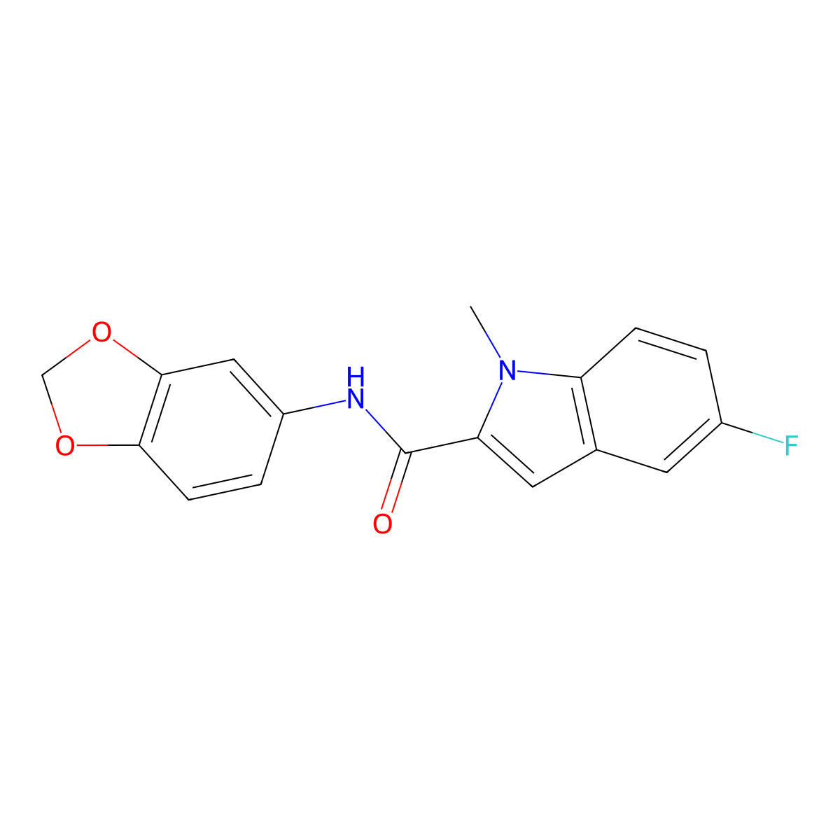 N-(1,3-benzodioxol-5-yl)-5-fluoro-1-methyl-1H-indole-2-carboxamide molecular structure, CAS 1435983-41-7