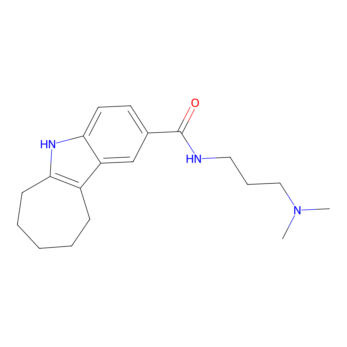 N-[3-(dimethylamino)propyl]-5,6,7,8,9,10-hexahydrocyclohepta[b]indole-2-carboxamide molecular structure, CAS 1435983-50-8