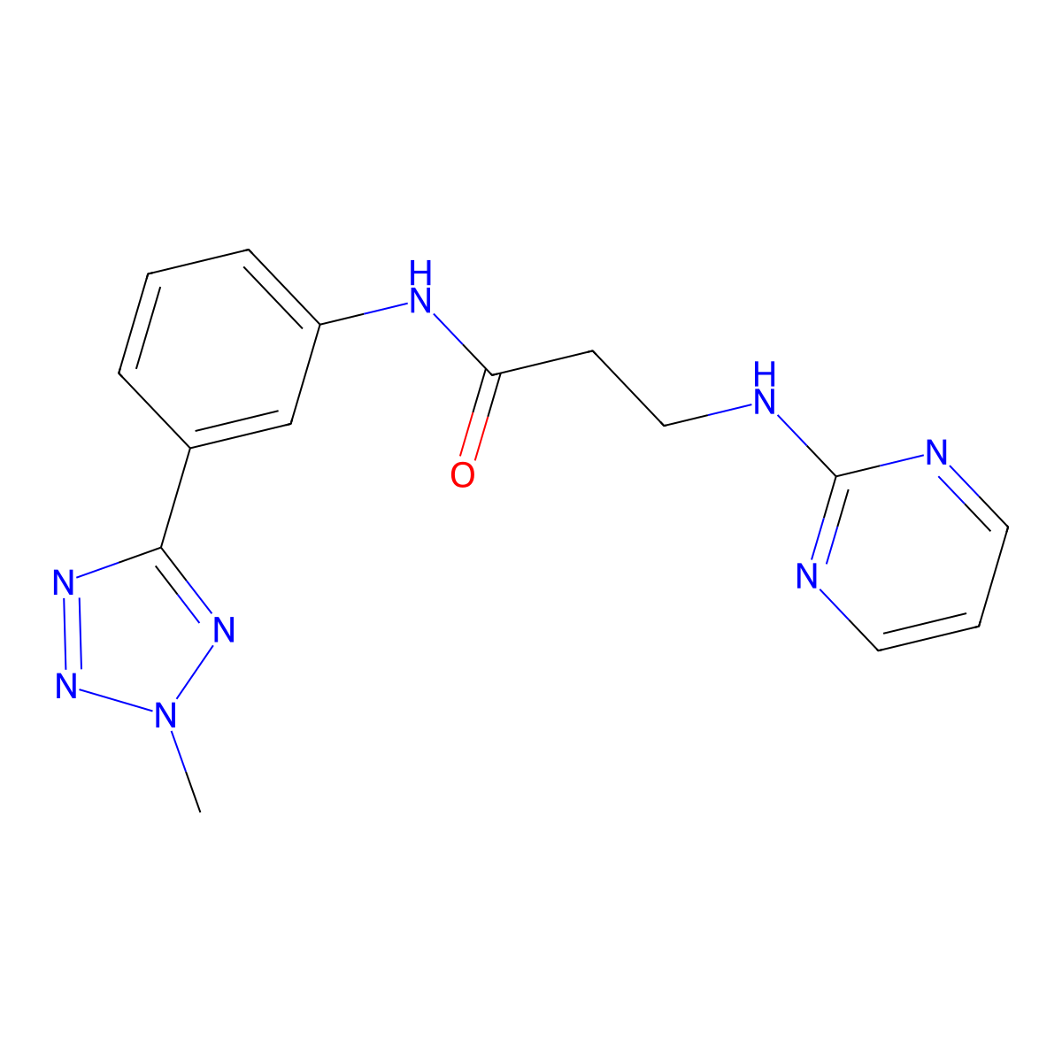 N-[3-(2-methyl-2H-tetrazol-5-yl)phenyl]-N~3~-pyrimidin-2-yl-beta-alaninamide molecular structure, CAS 1435983-59-7