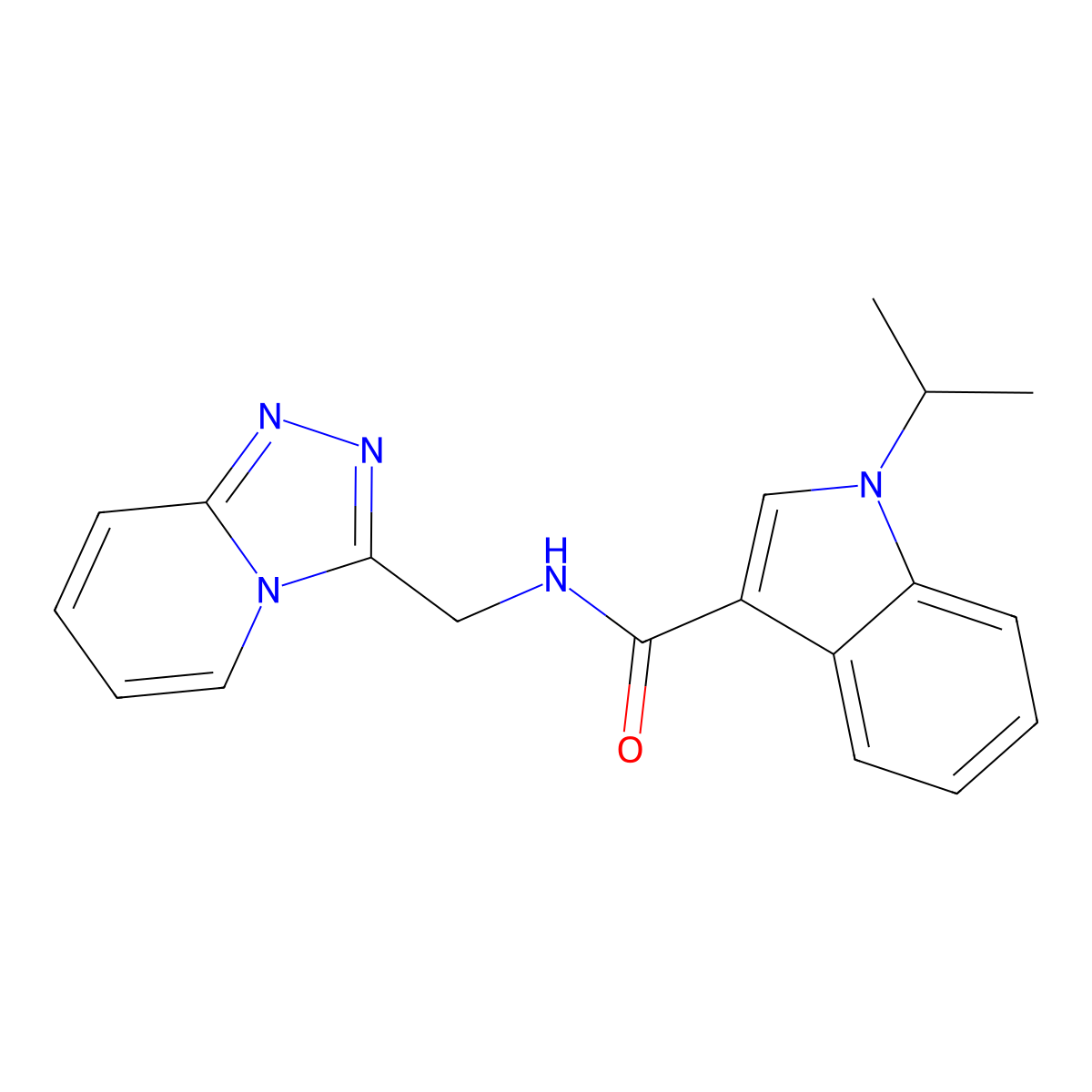 N-([1,2,4]triazolo[4,3-a]pyridin-3-ylmethyl)-1-isopropyl-1H-indole-3-carboxamide molecular structure, CAS 1435983-66-6