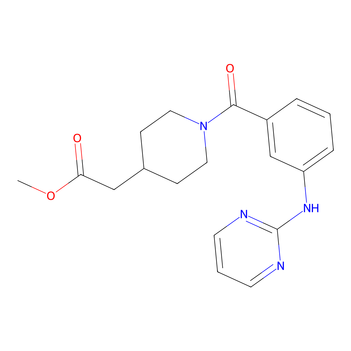 Methyl 2-{1-[3-(2-pyrimidinylamino)benzoyl]-4-piperidyl}acetate molecular structure, CAS 1435983-70-2