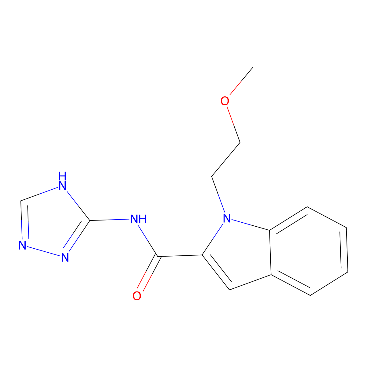 1-(2-methoxyethyl)-N-(4H-1,2,4-triazol-3-yl)-1H-indole-2-carboxamide molecular structure, CAS 1435983-71-3