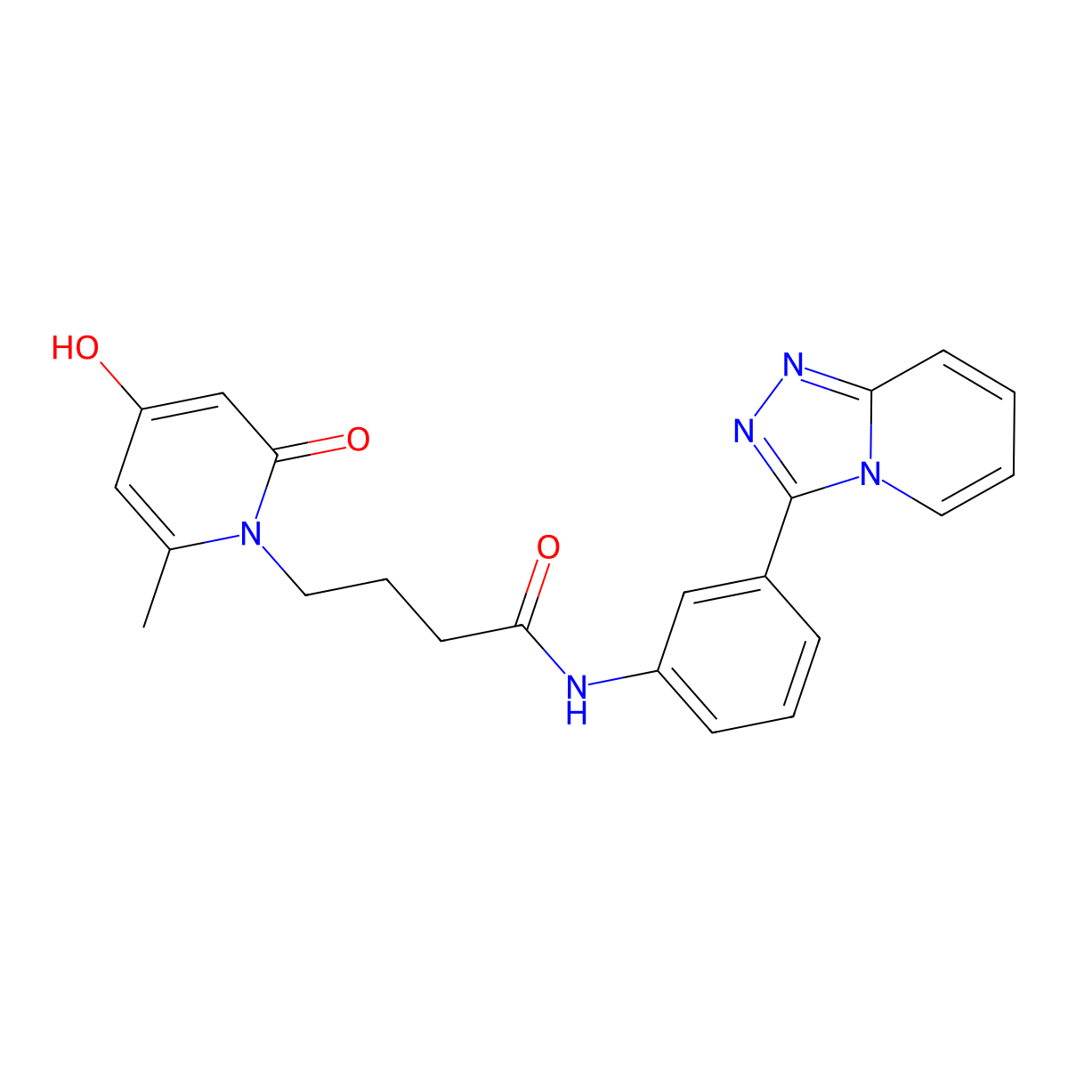 4-(4-hydroxy-6-methyl-2-oxopyridin-1(2H)-yl)-N-[3-([1,2,4]triazolo[4,3-a]pyridin-3-yl)phenyl]butanamide molecular structure, CAS 1435984-12-5