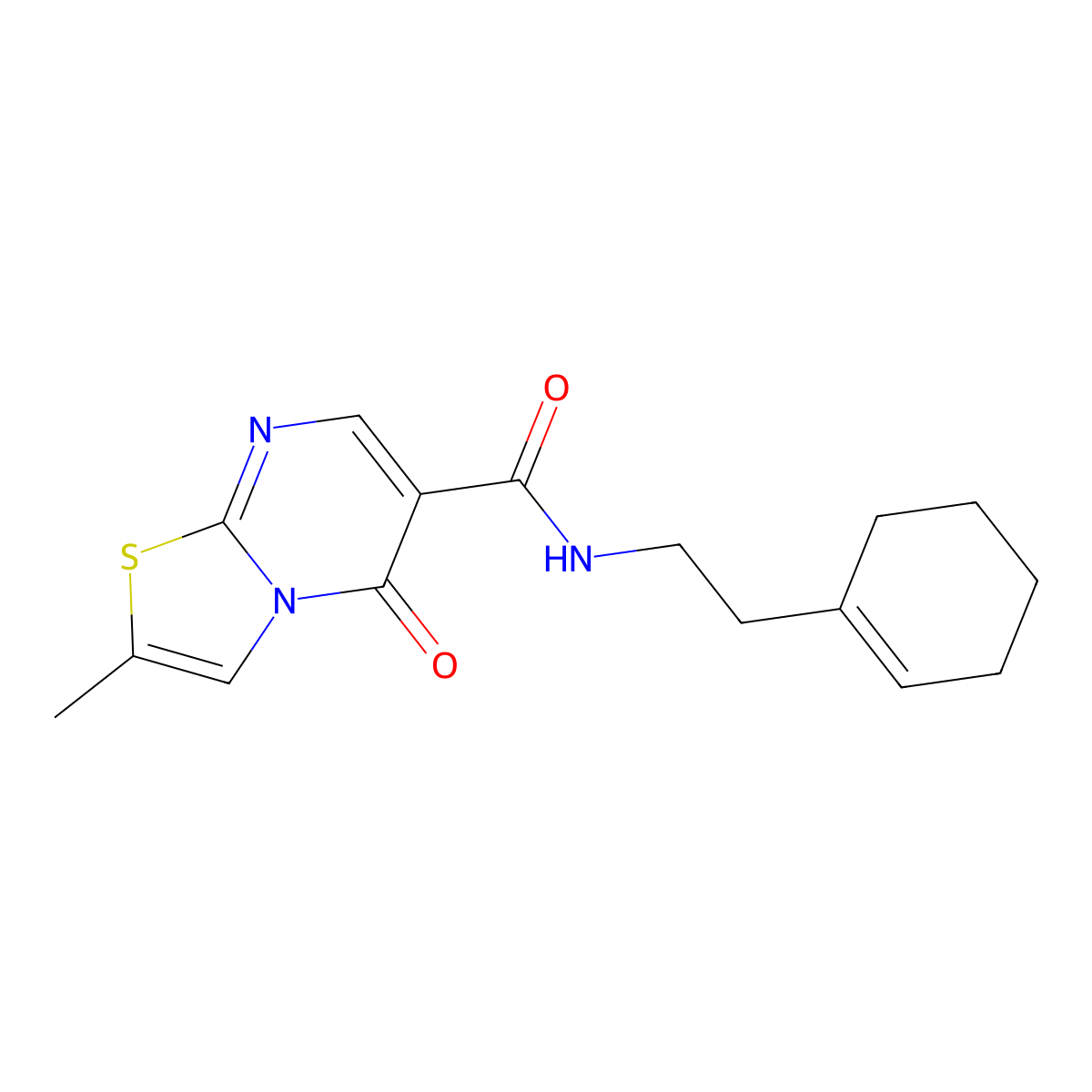 N-[2-(1-cyclohexenyl)ethyl]-2-methyl-5-oxo-5H-[1,3]thiazolo[3,2-a]pyrimidine-6-carboxamide molecular structure, CAS 1435984-14-7