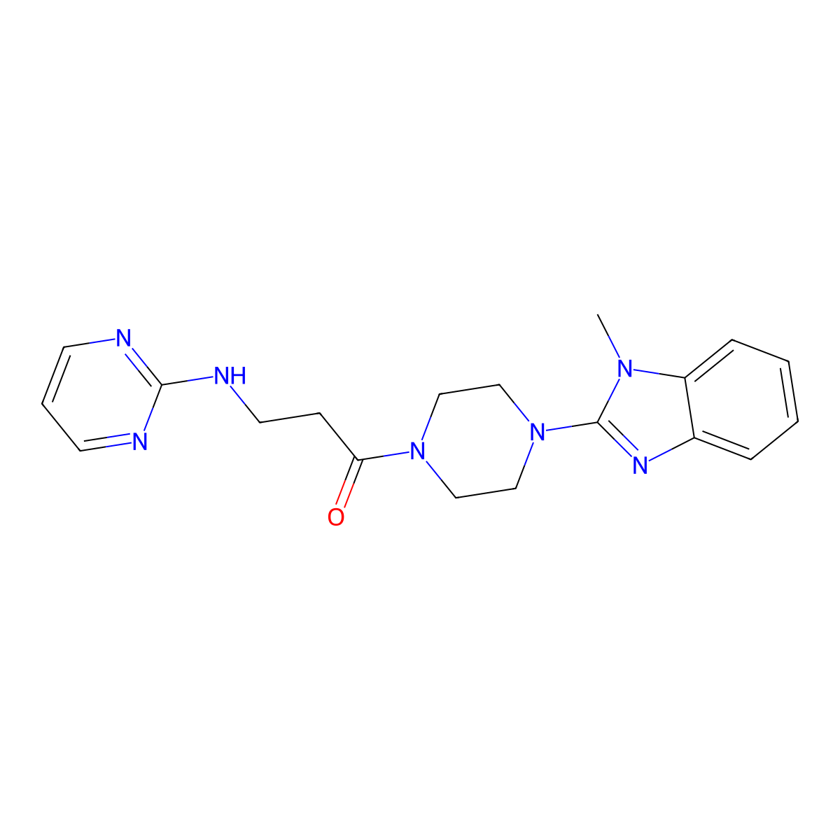 1-[4-(1-methyl-1H-1,3-benzimidazol-2-yl)piperazino]-3-(2-pyrimidinylamino)-1-propanone molecular structure, CAS 1435984-17-0