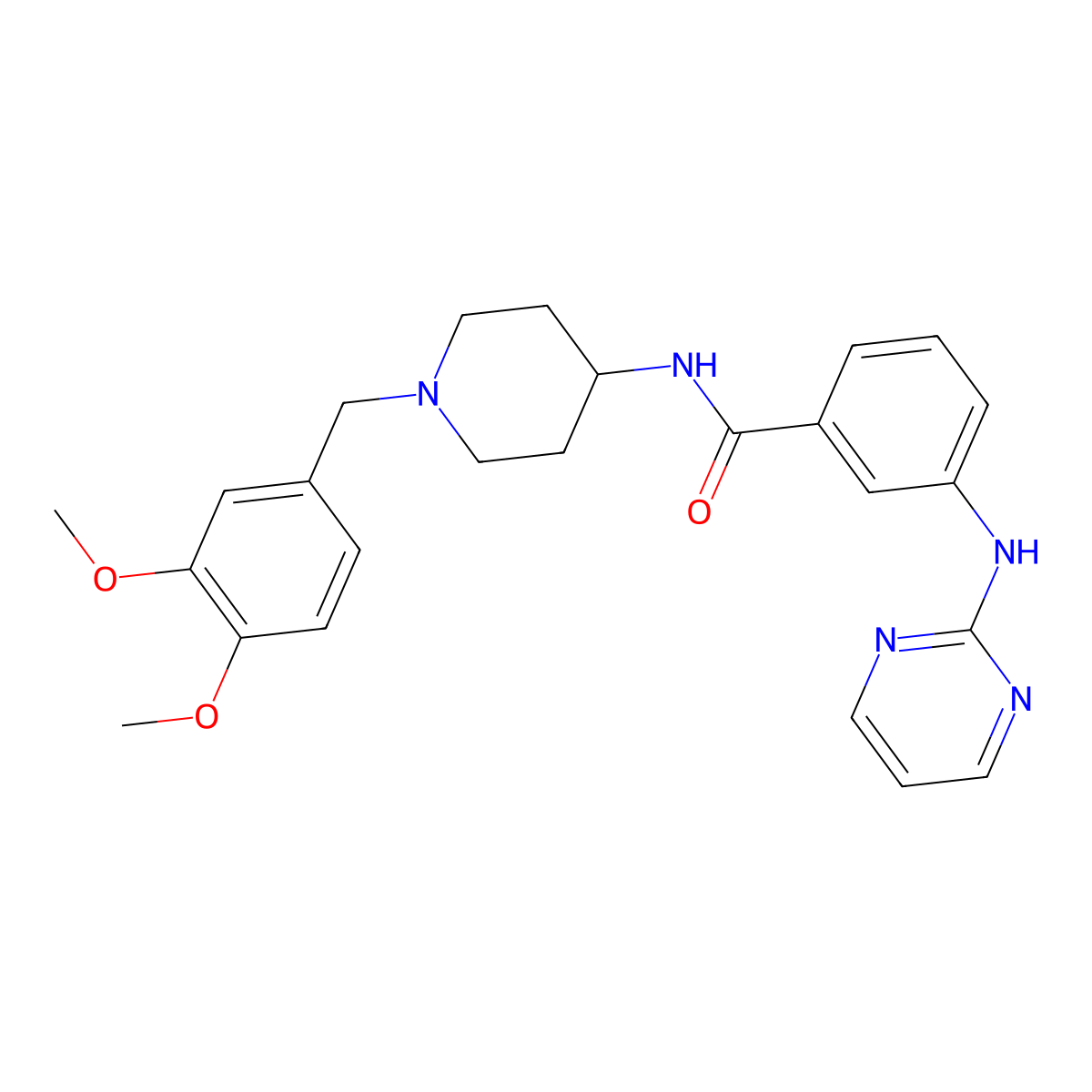 N-[1-(3,4-dimethoxybenzyl)-4-piperidyl]-3-(2-pyrimidinylamino)benzamide molecular structure, CAS 1435984-35-2