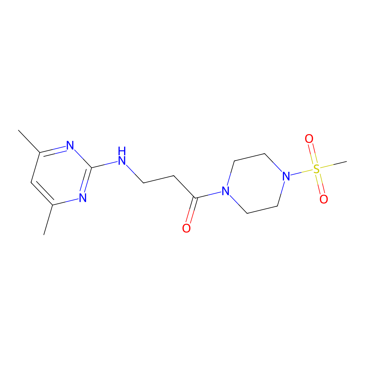 3-[(4,6-Dimethylpyrimidin-2-yl)amino]-1-[4-(methylsulfonyl)piperazin-1-yl]propan-1-one molecular structure, CAS 1435984-57-8