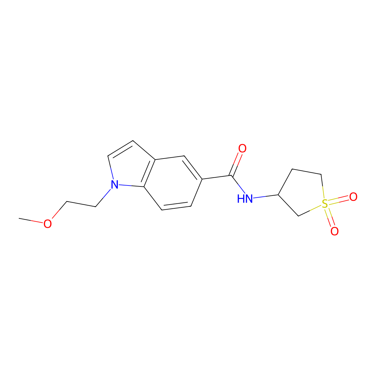 N-(1,1-dioxidotetrahydrothiophen-3-yl)-1-(2-methoxyethyl)-1H-indole-5-carboxamide molecular structure, CAS 1435984-63-6