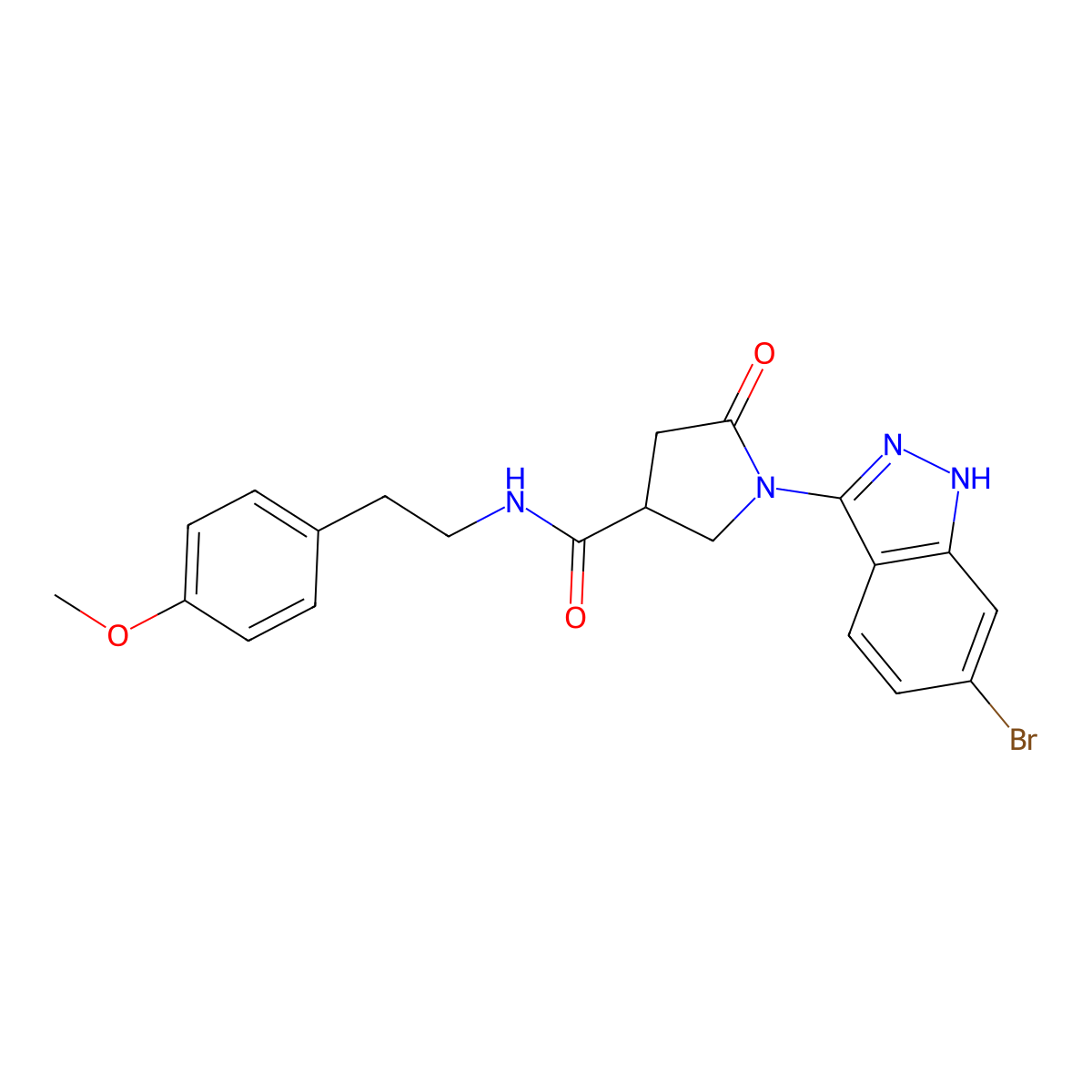 1-(6-bromo-1H-indazol-3-yl)-N-(4-methoxyphenethyl)-5-oxo-3-pyrrolidinecarboxamide molecular structure, CAS 1435984-64-7