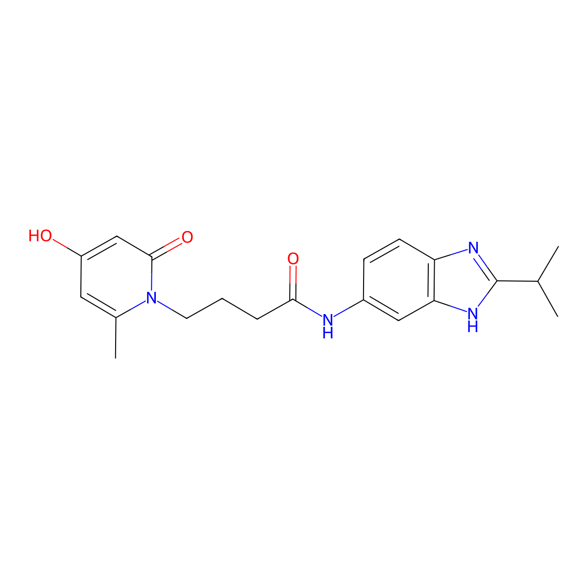 4-(4-hydroxy-6-methyl-2-oxopyridin-1(2H)-yl)-N-[2-(propan-2-yl)-1H-benzimidazol-6-yl]butanamide molecular structure, CAS 1435984-93-2