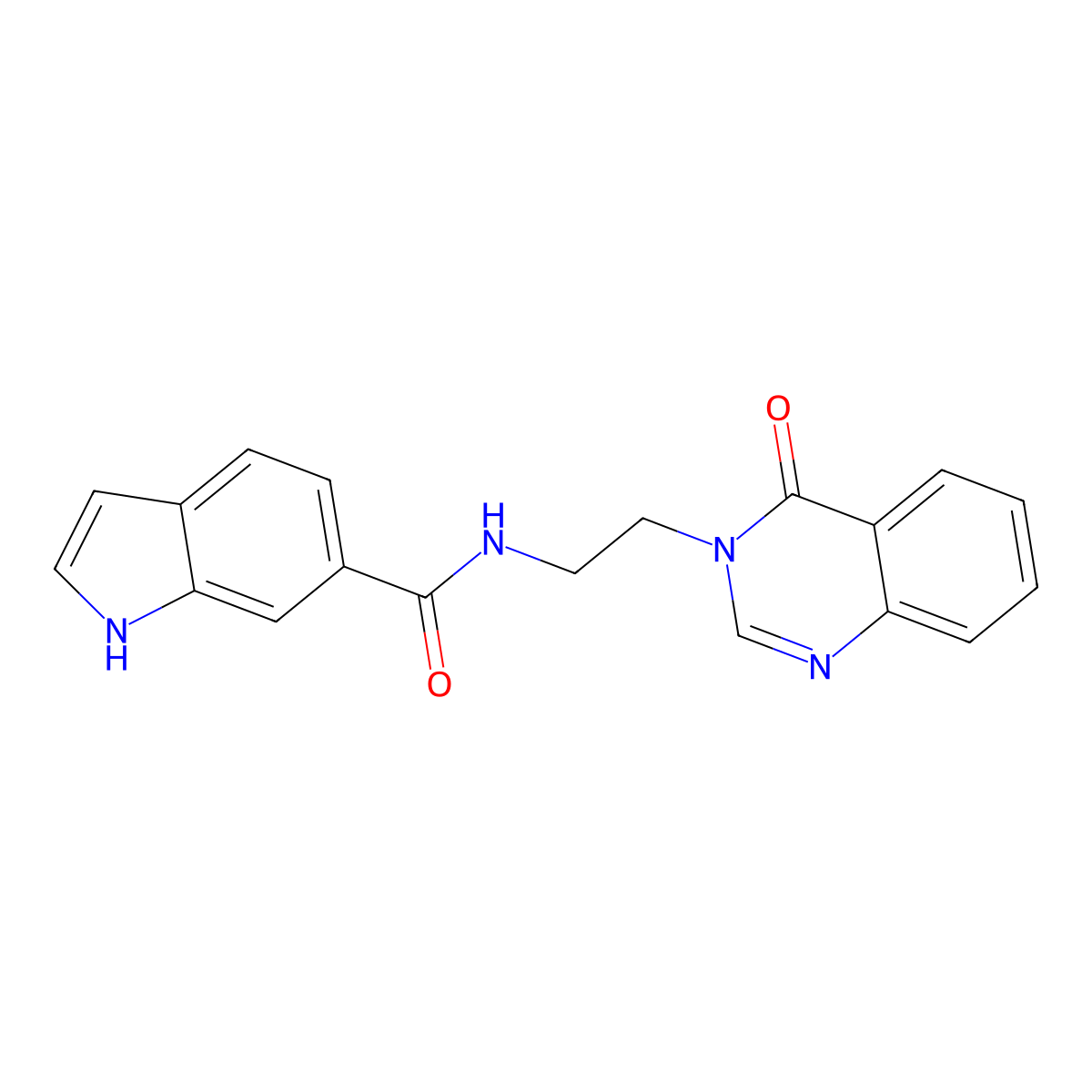 N-[2-(4-oxoquinazolin-3(4H)-yl)ethyl]-1H-indole-6-carboxamide molecular structure, CAS 1435984-99-8