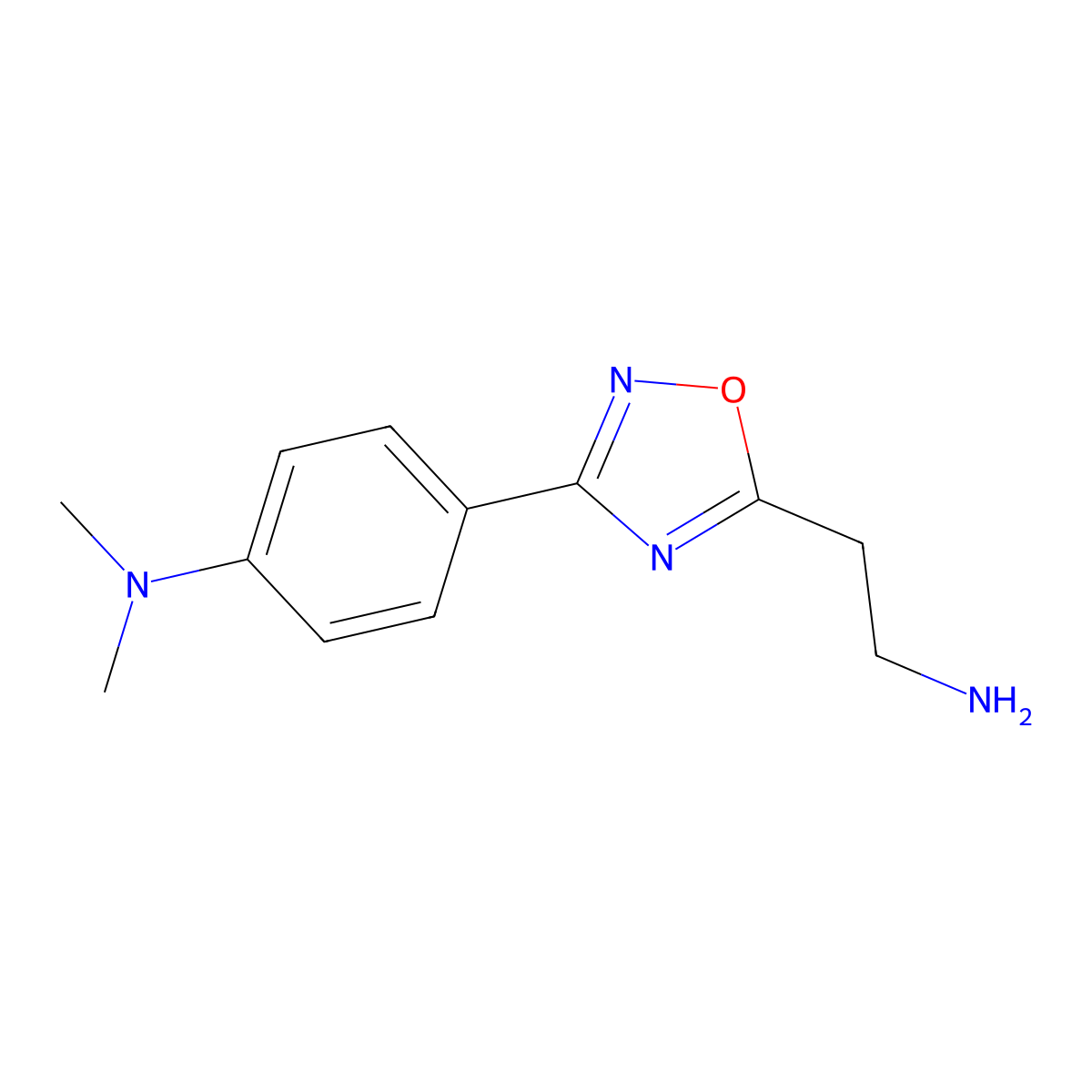 4-[5-(2-aminoethyl)-1,2,4-oxadiazol-3-yl]-N,N-dimethylaniline molecular structure, CAS 1435985-19-5
