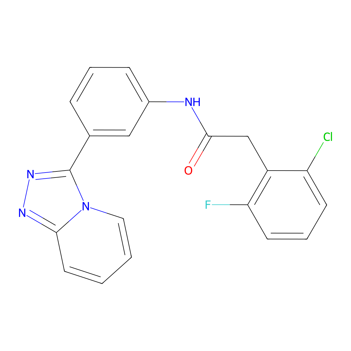 2-(2-chloro-6-fluorophenyl)-N-[3-([1,2,4]triazolo[4,3-a]pyridin-3-yl)phenyl]acetamide molecular structure, CAS 1435985-35-5